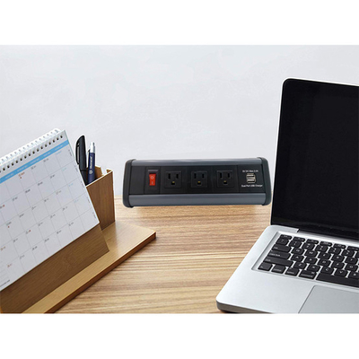 America Desktop Clamp Power Strip 3outlet and 2USB ETL passed