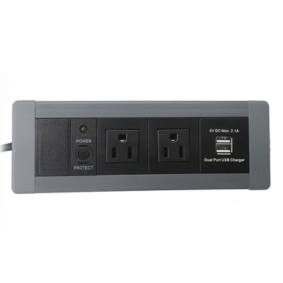 America Desktop Clamp Power Strip 2outlet and 2USB ETL passed