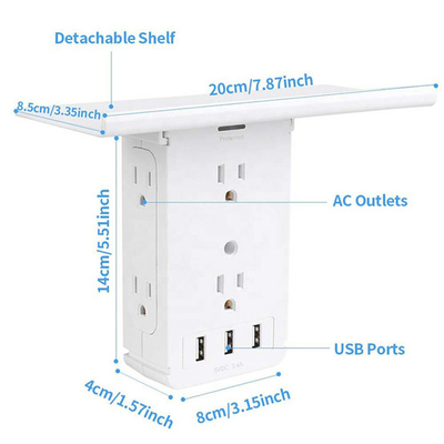 Wall Power Socket with Surge Protector ETL cETL Passed 3sides*2outlet 3USB