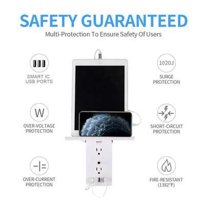 Wall Power Socket with Surge Protector ETL cETL Passed 3sides*2outlet 3USB