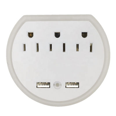 Wall Power Socket with Surge Protector ETL cETL Passed 3 Outlets 2USB