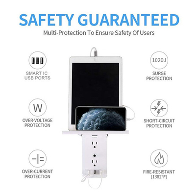 Wall Power Socket with Surge Protector ETL cETL Passed 8 Outlets 3USB