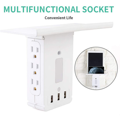 Wall Power Socket with Surge Protector ETL cETL Passed 6 Outlets 3USB Night Light