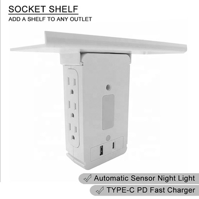 Wall Power Socket with Surge Protector ETL cETL Passed 6 Outlets Type A Typa C Automatic Night Light
