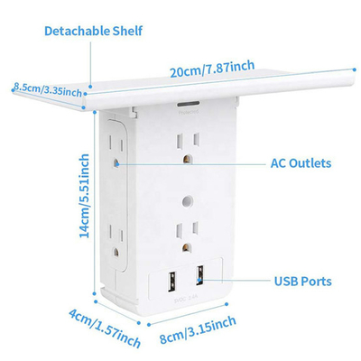 Wall Power Socket with Surge Protector ETL cETL Passed 6 Outlets 2USB