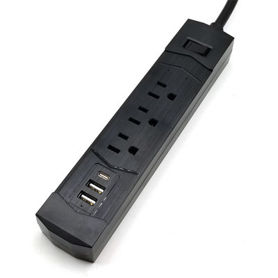 3 outlet Power Socket 1.5FT Cord, 2 USB 1 Type C 2700 Joules Surge Protector