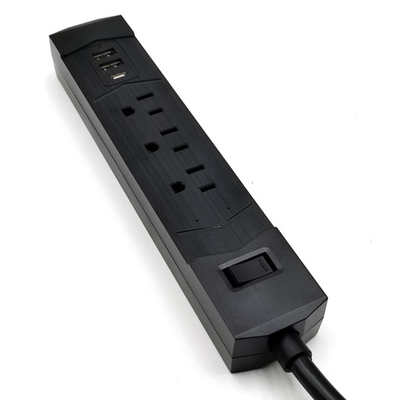 3 outlet Power Socket 1.5FT Cord, 2 USB 1 Type C 2700 Joules Surge Protector
