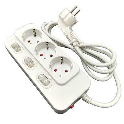 3 outlet Germany Type Extension Socket With Indivial On/Off Switch