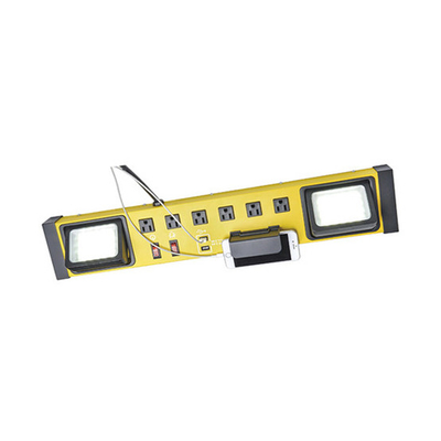 6 outlet Power Strip and Extension Socket With Circuit Breaker 2 Type C Outdoor Light 2*10W 500 Lumin
