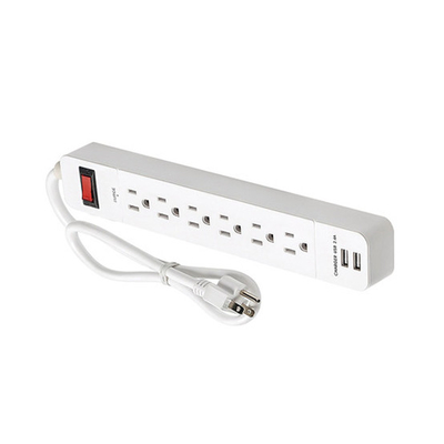 6 outlet Power Strip and Extension Socket With 15A Circuit Breaker Surger Protector 2USB