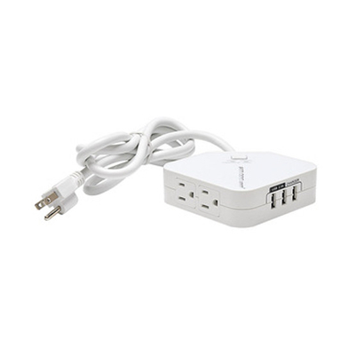 2 outlet Power Strip and Extension Socket With 15A Circuit Breaker Surger Protector 3USB
