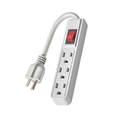 3 outlet Power Strip and Extension Socket With 15A Circuit Breaker Surger Protector Reset Switch
