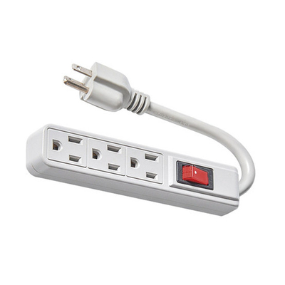 3 outlet Power Strip and Extension Socket With 15A Circuit Breaker Surger Protector Reset Switch