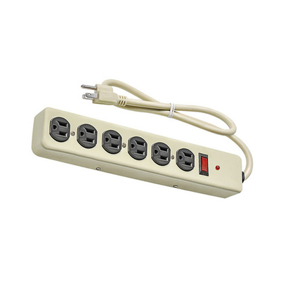 6 outlet Metal UL Power Strip and Extension Socket With 15A Circuit Breaker Surger Protector Reset Switch