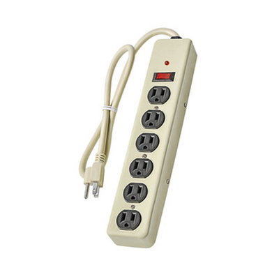 6 outlet Metal UL Power Strip and Extension Socket With 15A Circuit Breaker Surger Protector Reset Switch