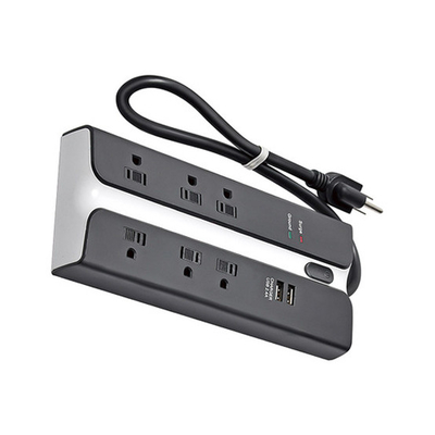 6 outlet Power Strip and Extension Socket With 15A Circuit Breaker Surger Protector 2USB
