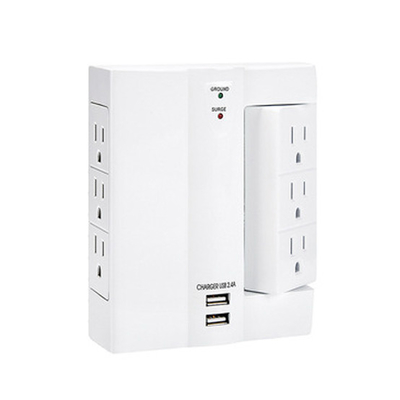 Wall Power Socket And Wall Tap One Input 6/3 Rotable Outlet 2 USB Surge  UL cUL passed