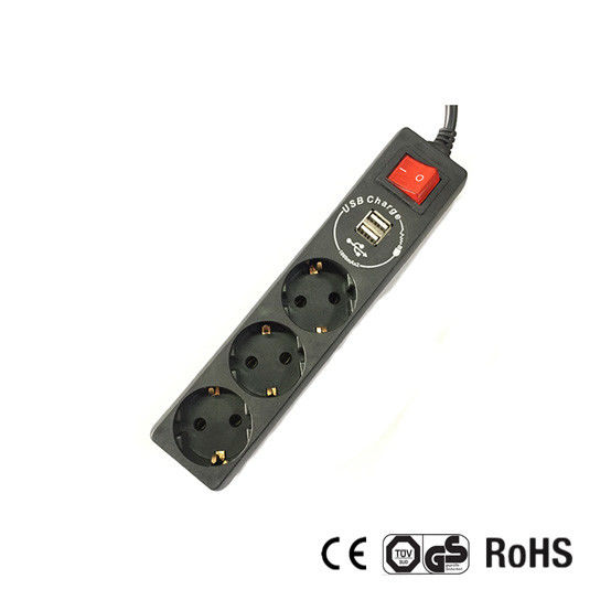 Germany Type Extension Socket With 1.5m Wire, With Switch and USB Charger CE/GS Certificate