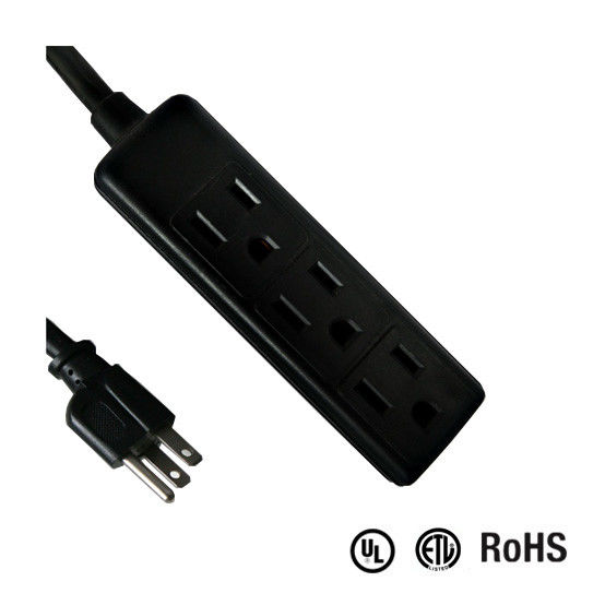 3 outlet UL and CUL Tested Power Strip 1.5ft 3*14AWG Cord with Switch, Surge Protector