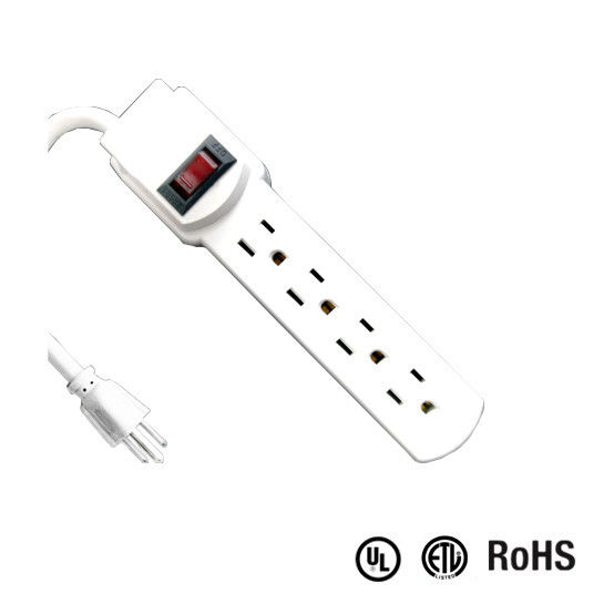4 outlet UL and CUL Tested Power Strip 1.5ft 3*14AWG Cord with Switch, Surge Protector