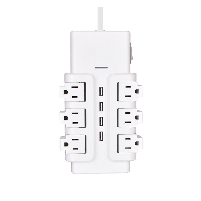 6 outlet UL and CUL Tested Power Strip 1.5ft 3*14SJT Cord with Switch, Surge Protector 4USB Adapter