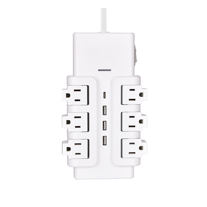 6 outlet UL and CUL Tested Power Strip 1.5ft 3*14SJT Cord with Switch, Surge Protector 3USB Adapter