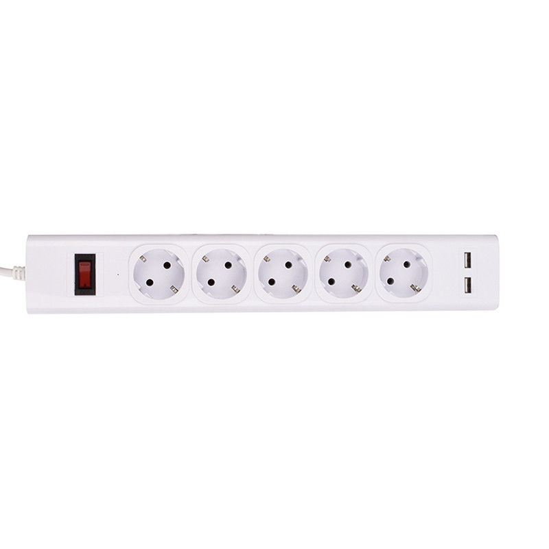 5 outlet CE GS Tested Power Strip 1.5m Cord with Switch, 2USB, Surge Protector