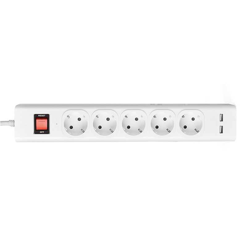5 outlet CE GS Tested Power Strip 1.5m Cord with Switch, 2USB, Surge Protector