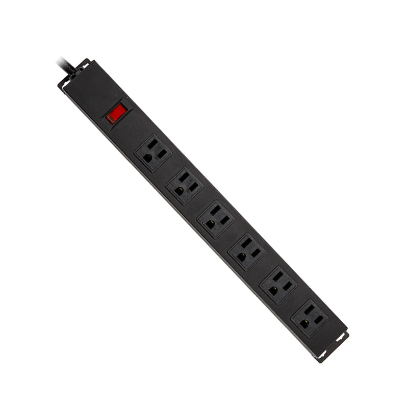 6 outlet Metal America Type Extension Socket With On/Off Switch, Surge 1000J