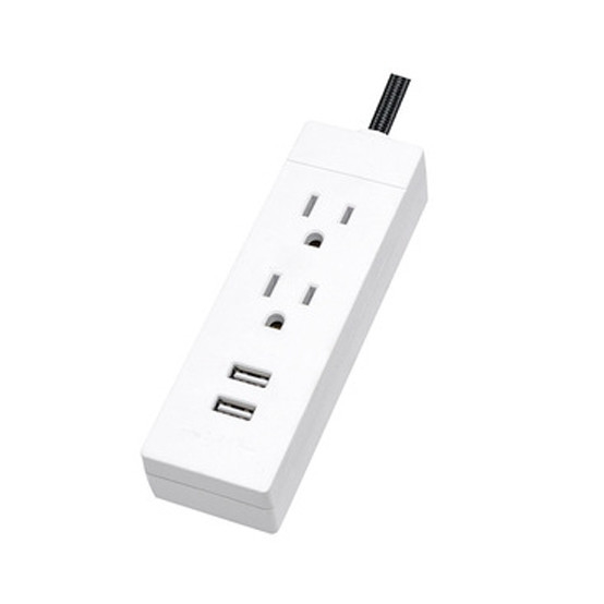 2 outlet In/outdoor Extension Cord With 2 USB Surger Protector