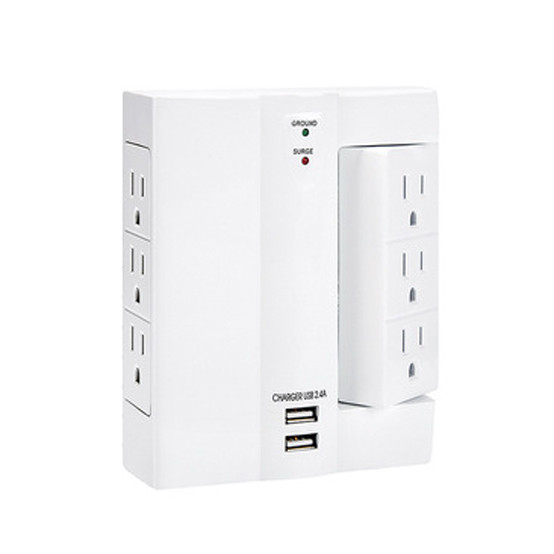 Wall Power Socket And Wall Tap One Input 6/3 Rotable Outlet 2 USB Surge  UL cUL passed